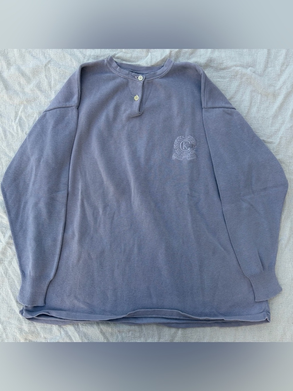 Vintage 90s Calvin Klein Embroidered Logo Henley Sweater, Loungewear